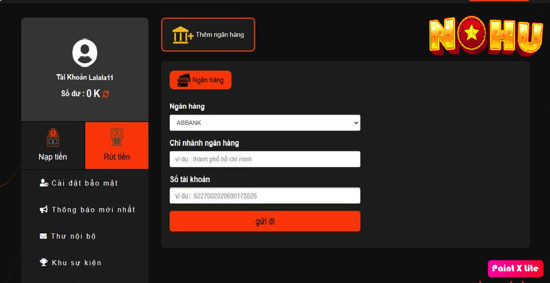 Hồ trợ rút tiền an toàn